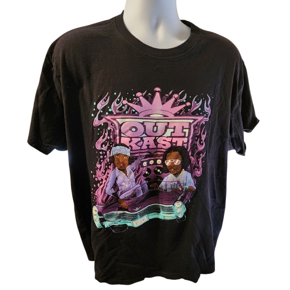 OutKast Graphic‎ T-Shirt Mens 2XL Black ATLiens Big Boi Andre 3000 Rap Tee